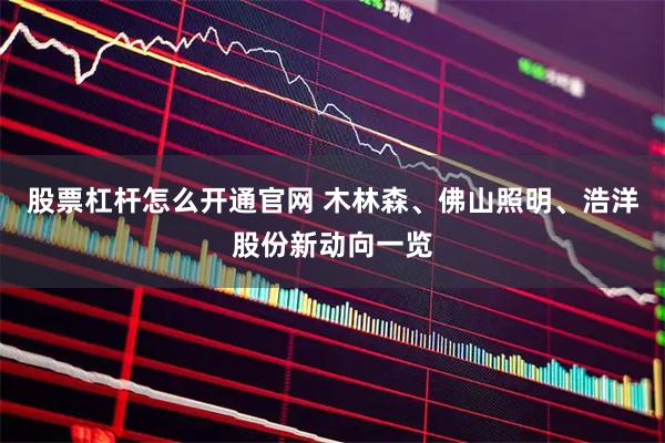 股票杠杆怎么开通官网 木林森、佛山照明、浩洋股份新动向一览
