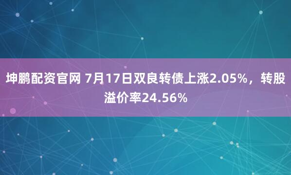 坤鹏配资官网 7月17日双良转债上涨2.05%，转股溢价率24.56%