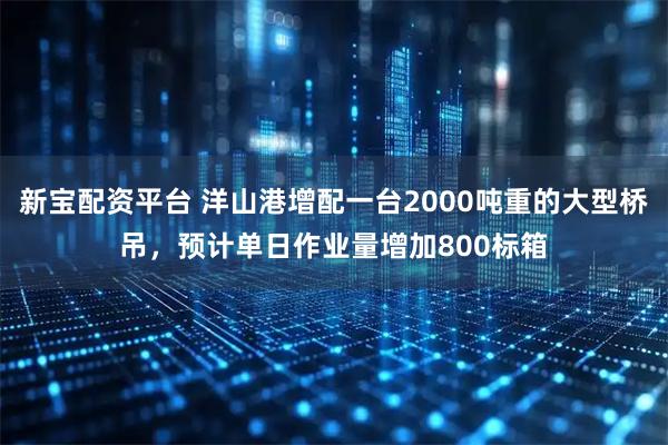 新宝配资平台 洋山港增配一台2000吨重的大型桥吊，预计单日作业量增加800标箱