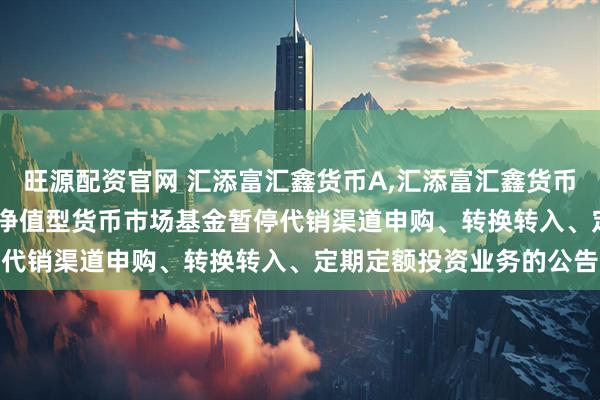 旺源配资官网 汇添富汇鑫货币A,汇添富汇鑫货币B: 关于汇添富汇鑫浮动净值型货币市场基金暂停代销渠道申购、转换转入、定期定额投资业务的公告