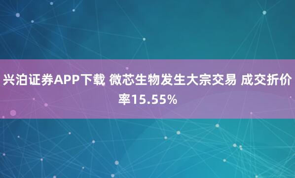兴泊证券APP下载 微芯生物发生大宗交易 成交折价率15.55%