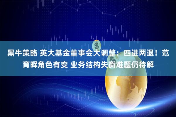 黑牛策略 英大基金董事会大调整：四进两退！范育晖角色有变 业务结构失衡难题仍待解
